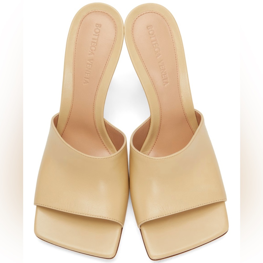 BOTTEGA VENETA Beige Stretch Heeled Mules